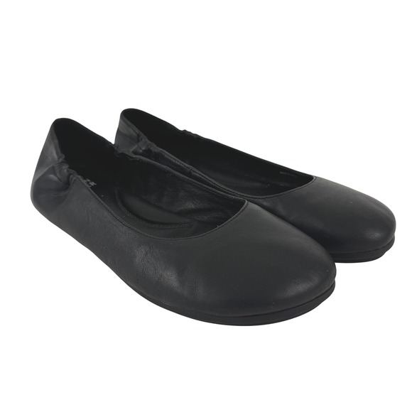 Eileen Fisher Fosse Leather Ballet Flats Black Slip On Round Toe Women Size 7.5 - Picture 2 of 11